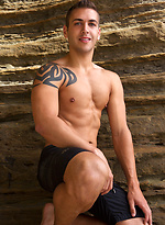 Tattooed jock Cain posing