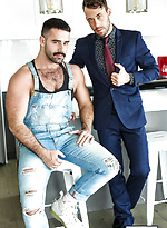 Hairy men Brandon Jones and Teddy Torres suck cock before anal sex